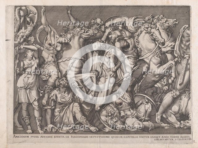 Speculum Romanae Magnificentiae: Battle of the Amazons, 1559., 1559. Creator: Nicolas Beatrizet.