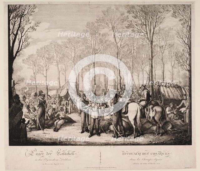 Bivouac of the Cossacks at the Avenue des Champs-Elysées in Paris on April 1814, 1814. Artist: Opiz, Georg Emanuel (1775-1841)