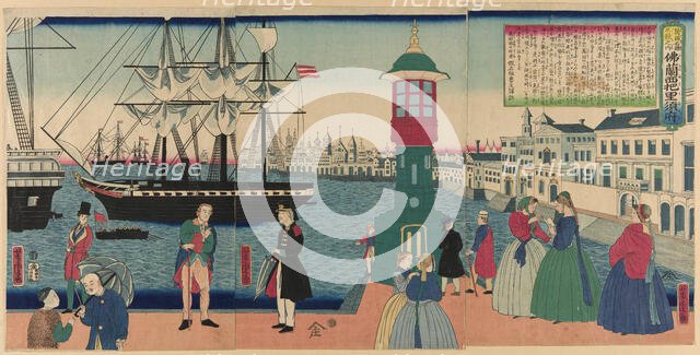 Paris, France (Furansu Parisu no fu), from the series "Collection of Scenic Places in...,1862. Creator: Utagawa Yoshitora.