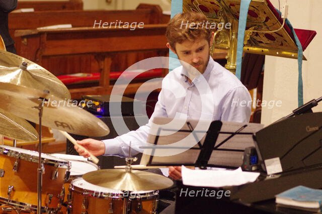 Joe Edwards, Josephine Davies Mark Bassey Sextet, St Andrews Church, Hove, East Sussex, 14 Oct 2022. Creator: Brian O'Connor.