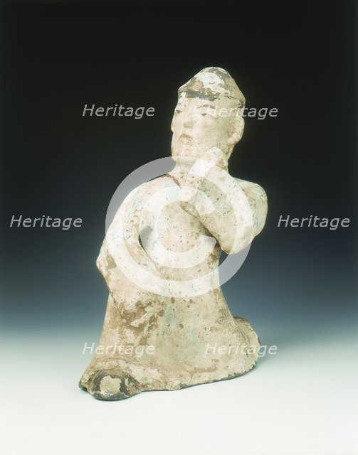 Painted pottery male dancing figure, early Eastern Han dynasty, 1st century. Artist: Unknown