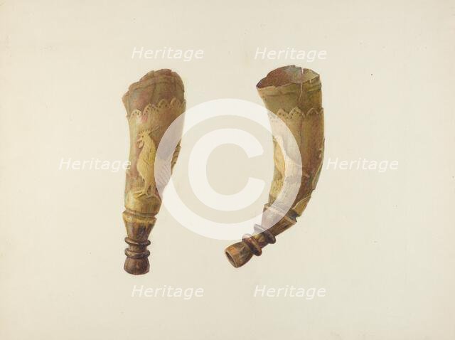 Powder Horn, c. 1940. Creator: Cora Parker.