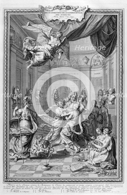 Praise of Academiciens of the Royal Academy of Science... 1728. Artist: Bernard Picart