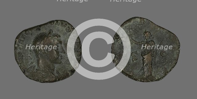 Sestertius (Coin) Portraying Emperor Volusian, 251-253. Creator: Unknown.