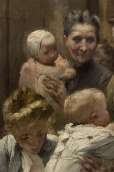 The work of a drop of milk at the Belleville Dispensary (triptych), 1903. Creator: Henry Jules Jean Geoffroy.