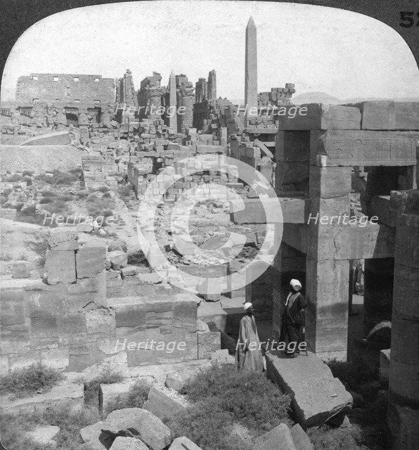 'The entire length of the gigantic Temple of Karnak, Thebes, Egypt', 1905.Artist: Underwood & Underwood