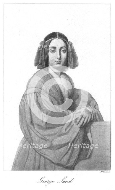 George Sand, French Romantic novelist, mid 19th century. Artist: Anon