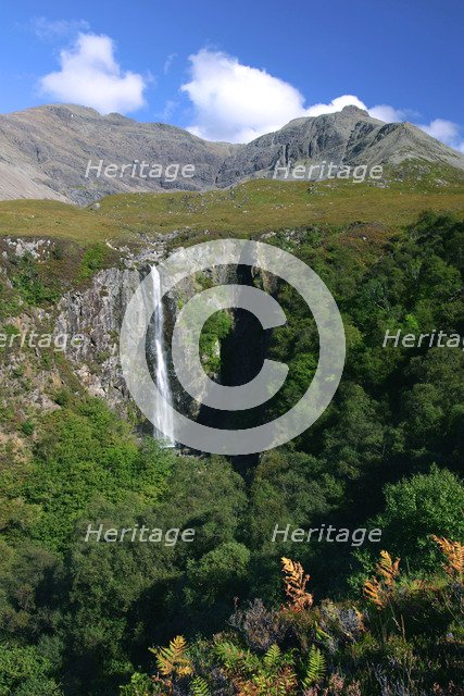 Waterfall above Glen Brittle, Cuillin Hills, Isle of Skye, Highland, Scotland.