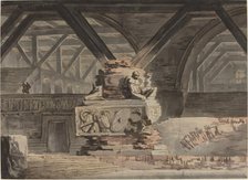Stage Design: A Sepulchral Vault, c. 1820. Creator: Karl Friedrich Schinkel.