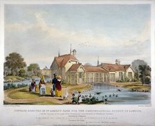 Cottage erected in St James's Park for the Ornithological Society of London, Westminster, 1844.      Artist: John Burges Watson