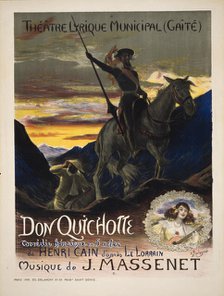 Poster for the Paris prèmiere of the opera Don Quichotte by Jules Massenet , 1910. Creator: Rochegrosse, Georges Antoine (1859-1938).