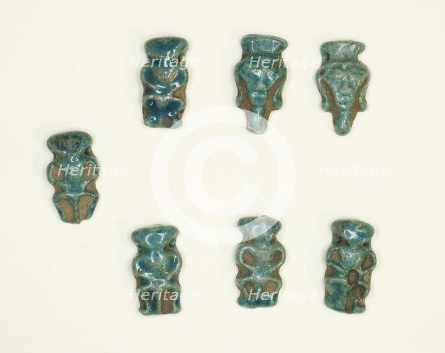 Amulets of the God Bes and the Goddess Hathor, Egypt, New Kingdom, Dynasty 18 (abt 1550-1295 BCE). Creator: Unknown.