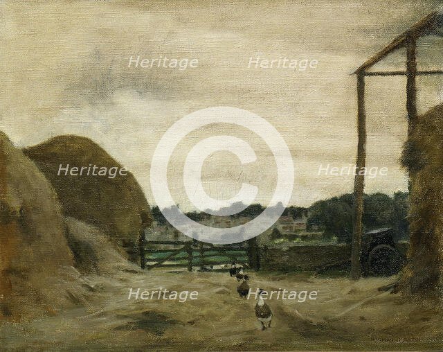 Burford from West Hall Hill, farmyard, 1916. Creator: Norman Garstin.