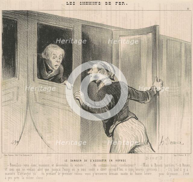 Le danger de s'assoupir en voyage, 19th century. Creator: Honore Daumier.
