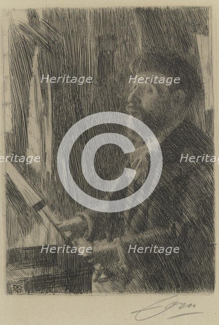 Portrait of the composer Gabriel Fauré (1845-1924), 1891. Creator: Zorn; Anders Leonard (1860-1920).