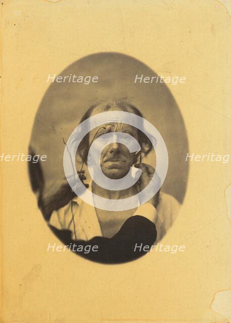 Dissatisfaction, somber thoughts (left); Reflection (right), 1854-1856, printed 1862. Creator: Duchenne de Boulogne.