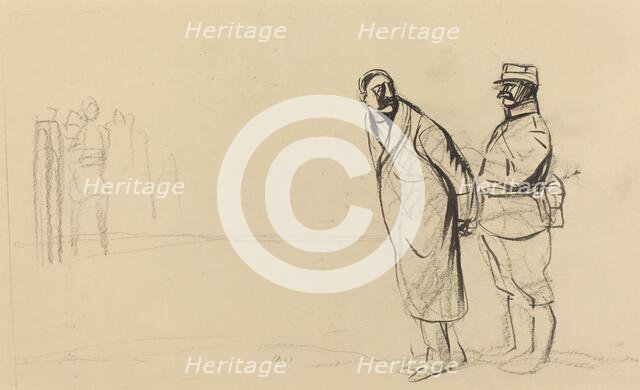 Au front de Vincennes. Bolo pacha, c. 1914/1919. Creator: Jean Louis Forain.