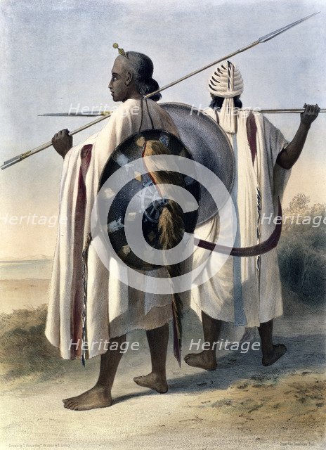 Abyssinian warriors, 1848. Artist: Eugene Leroux