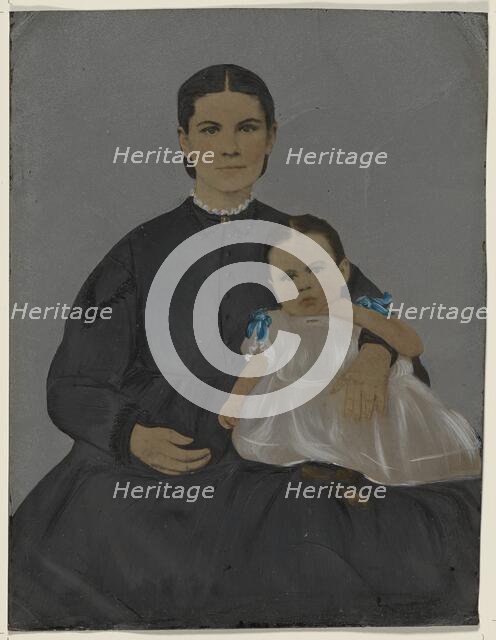 Portrait of mother and baby, 1860s-1880s. Creator: Unknown.