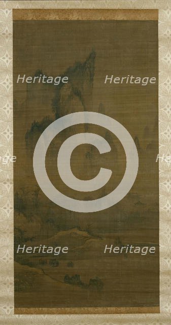 Evening bell from mist-shrouded temple; Autumn moon over Lake Dongting (right), ca. 1450-1500. Creator: Unknown.