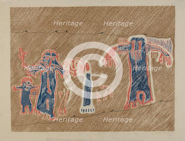 Petroglyph - Human Figures, 1935/1942. Creator: Lala Eve Rivol.