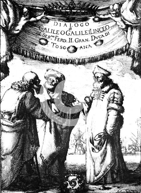 Frontispiece of Galileo's Dialogo dei Massimi Sistemi, 1632. Artist: Stefano della Bella