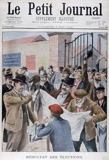 Reading election results in the ewspaper, Paris, 1902. Artist: Unknown