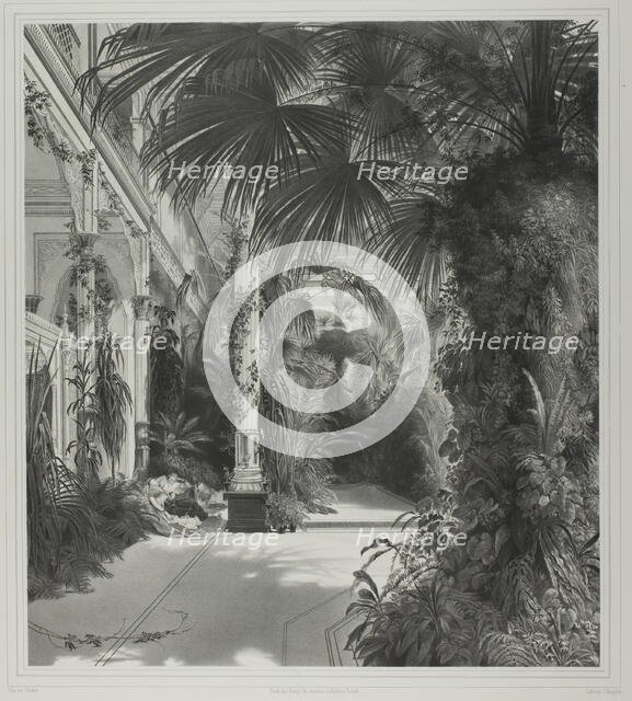 View of the Palm House on the Peacock-Island, c. 1844. Creator: Friedrich Julius Tempeltey.