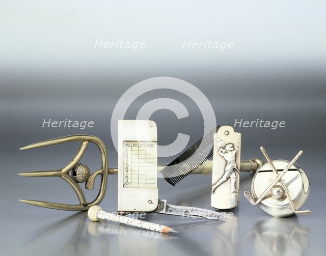 Items designed with a golfing theme, 1907-c1925. Artist: Unknown