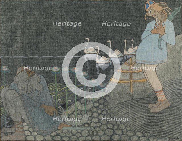 Lemminkäinen and the Cowherd, 1919-1920. Creator: Joseph Alanen.