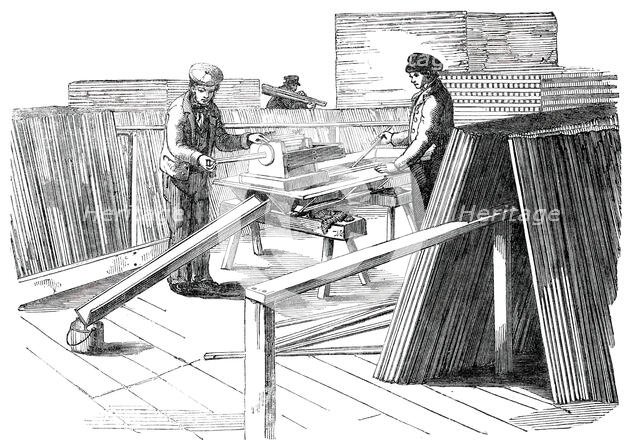 The Great Exhibition Building in Hyde Park - Painting Machine, 1850. Creator: Unknown.