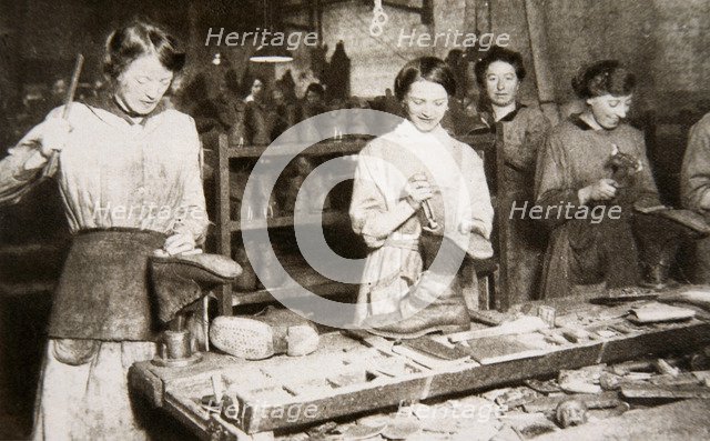 Women working in a boot repairing factory, Old Kent Road, London, World War I, c1914-c1918. Artist: S and G