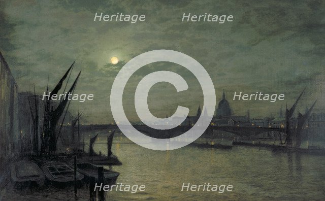 'The Thames by moonlight with Southwark Bridge', 1884. Artist: John Atkinson Grimshaw