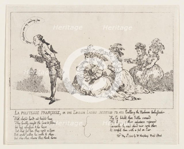 La politesse Françoise, or The English Ladies Petition to His Excellency the Mushro..., May 4, 1789. Creator: Thomas Rowlandson.