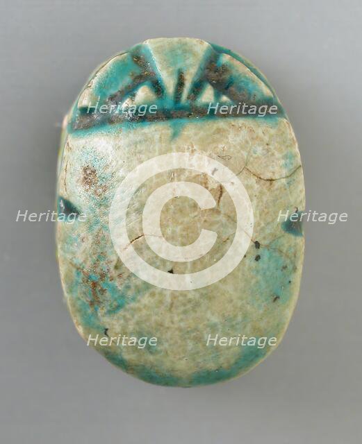 Faience Scarab Depicting a Human Figure (image 2 of 2), Perhaps 12th-16th Dynasty (1991-1600 BCE). Creator: Unknown.