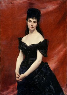 Portrait of Léonie Dufresne, Baroness Le Vavasseur, then Marquise de Vaucouleurs by Lanjamet, 1875. Creator: Charles Emile Auguste Carolus-Duran.