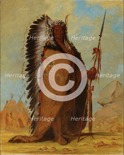 Ee-áh-sá-pa, Black Rock, a Two Kettle Chief of the Sioux tribe, 1845. Creator: Catlin, George (1796-1872).