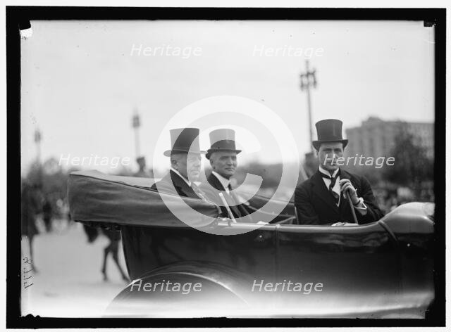 Secretary of State Robert Lansing, left, in automobile, between 1916 and 1918. Creator: Harris & Ewing.