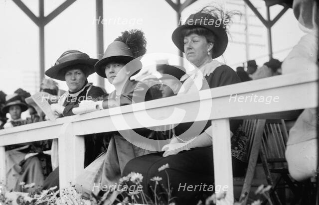 Horse Shows - Spectators: Unidentified; Mrs. Nicholas Longworth; Mrs. W. Murray Crane, 1911. Creator: Harris & Ewing.