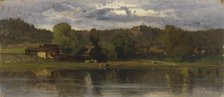 Cows at Lakeside, Evening Atmosphere, 1870-1879. Creator: Hjalmar Munsterhjelm.