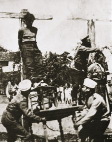 Bolsheviks hung by villagers, Russian Civil War, 1920s. Artist: Unknown