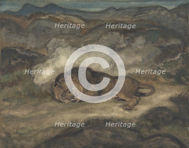 Lion Sleeping, 1810-75. Creator: Antoine-Louis Barye.