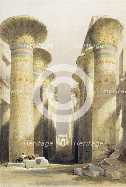 Central avenue of the Great Hall of Columns, Karnak, Egypt, 19th century. Artist: David Roberts