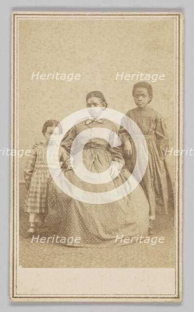 Carte-de-visite of a young woman and two children, 1864 - 1866. Creator: Alexander Gardner.