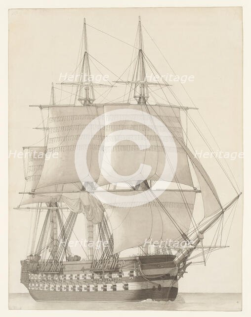 Vessel of the Russian Line (Vaisseau de ligne russe), 1827. Creator: CW Eckersberg.
