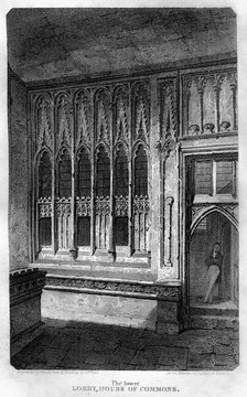 The Lower Lobby, House of Commons, Westminster, London, 1815.Artist: Sands