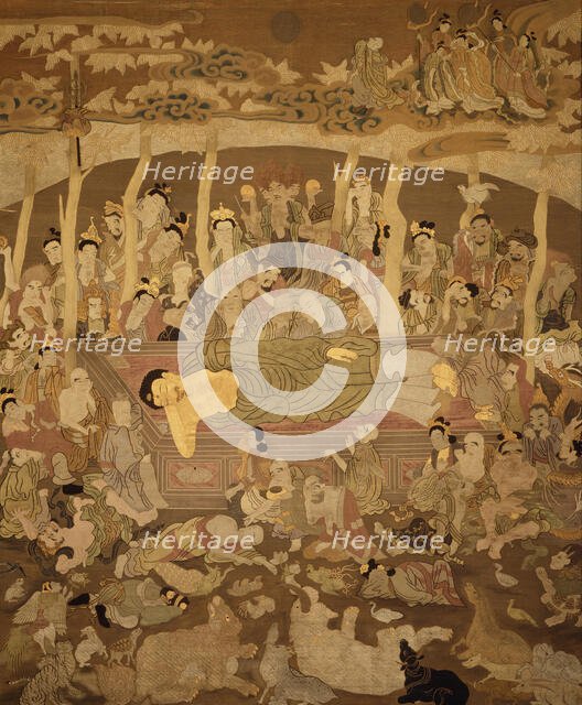 Wall Hanging Depicting the Death of the Buddha (Paranirvana), c1795. Creator: Wu Daozi.