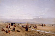 On The Sands At Rhyl, North Wales, 1856. Creator: Hopkins Horsley Hobday Horsley.