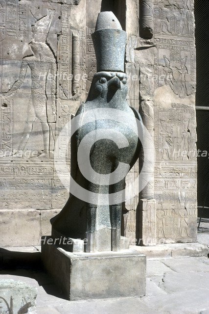 Statue of the god Horus, Temple of Horus, Edfu, Egypt, Ptolemaic Period, c251 BC-c246 BC. Artist: Unknown