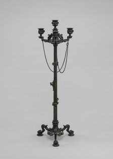 Antique Style Three Light Candelabra with Chains, model n.d., cast c. 1845/1874. Creator: Antoine-Louis Barye.